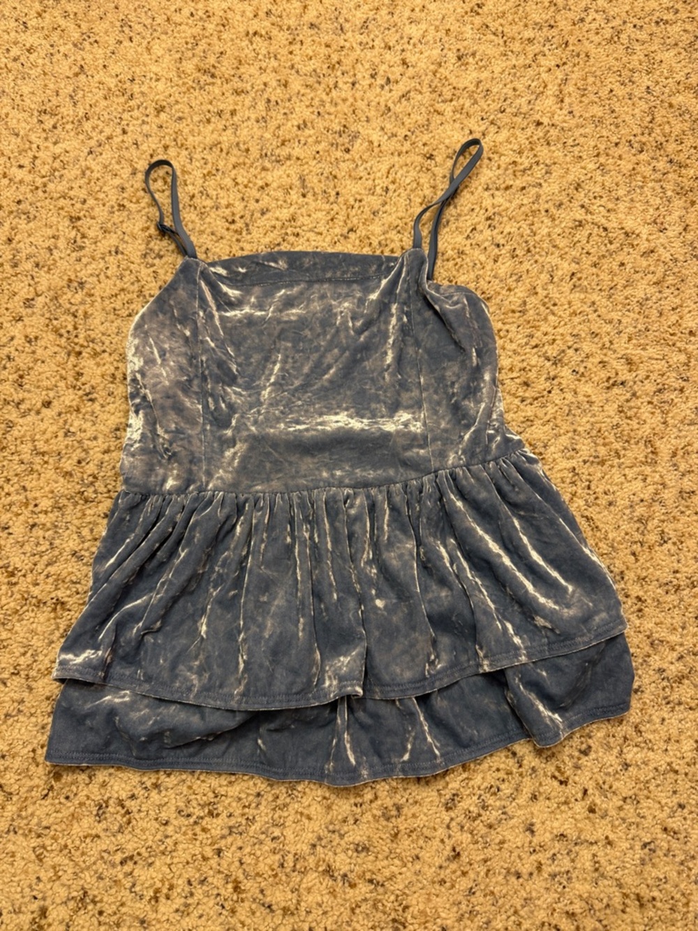 American Eagle Outfitters Blue Velvet Ruffle Camisole